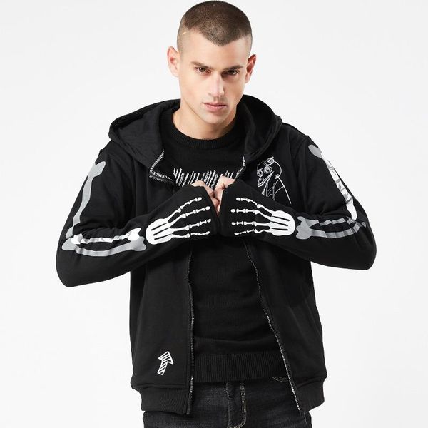 

новизна конструктора толстовки для mens streetwear весна осень мода мужская толстовка с черепами повседневная мода молодежи верхняя одежда m, Black