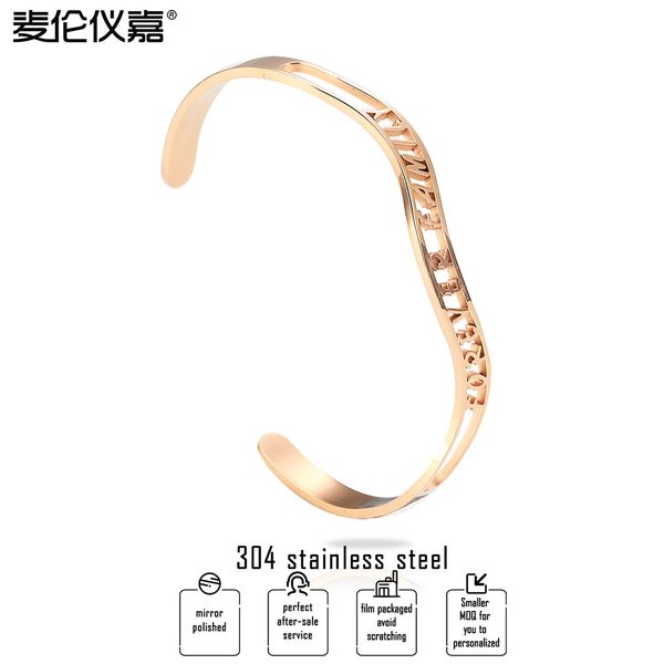 

polishedplus индивидуальные навсегда семья браслет из нержавеющей стали полые письмо браслет день матери персонализированные для женщин пода, Black