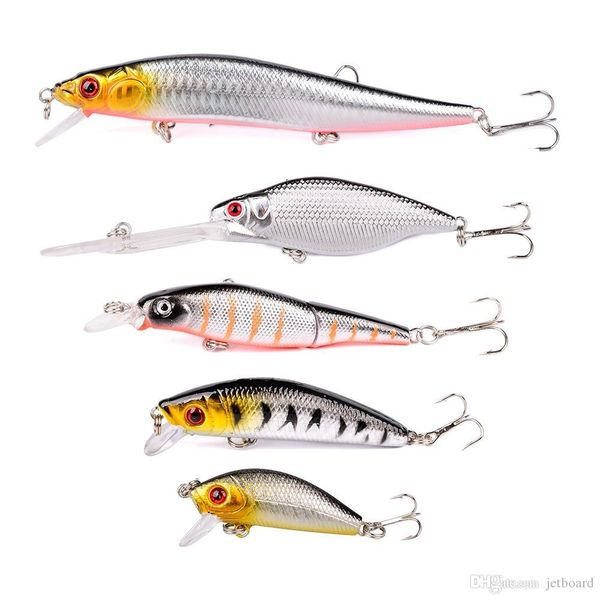 

5шт красочные hard bass fishing lure bait рыболовный крючок kit