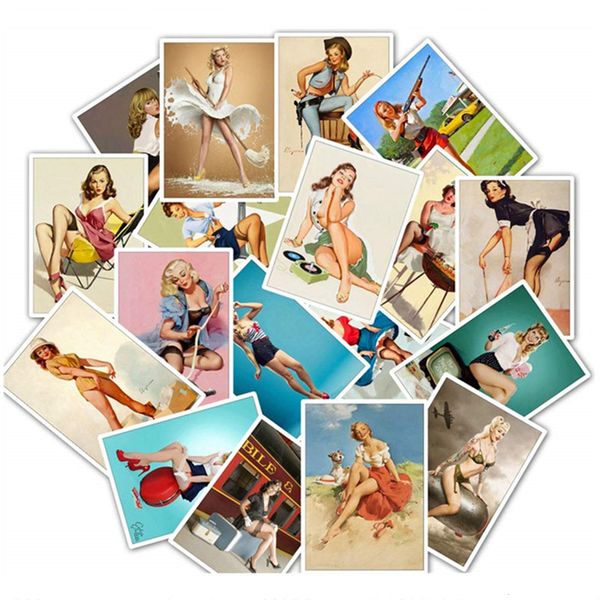 

25pcs world war ii girls poster stickers vinyl computert stickers waterproof skateboard snowboard car phone suitcas decal