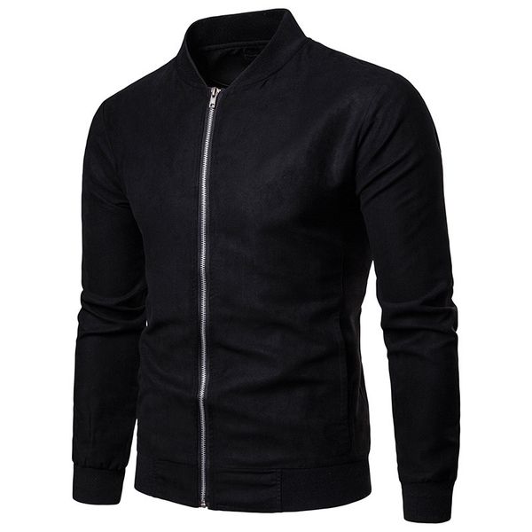 

envmenst 2019 new style fashion jacket men autumn brand clothing zipper male coat casual solid color outerwear for men jacket, Black;brown