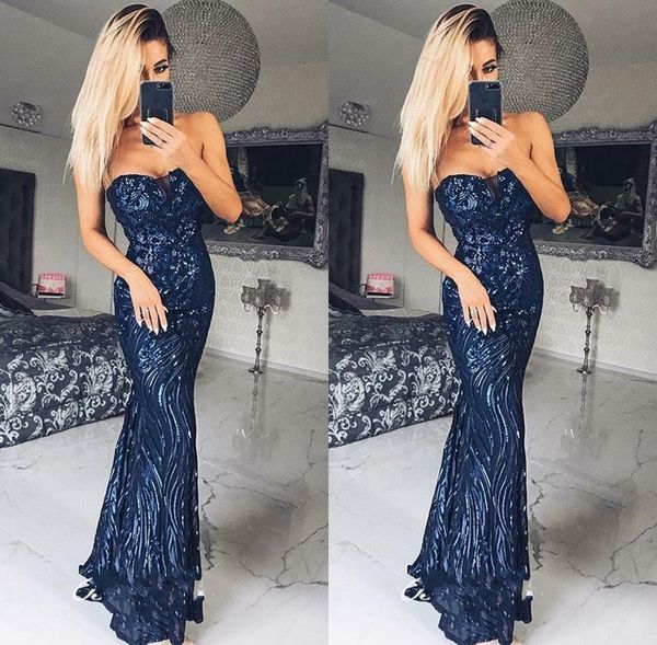 

Sexy Royal Blue Mermaid Evening Dress Sweetheart Sequined Prom Dresses Floor Length Celebrity Red Carpet Gowns Custom A19