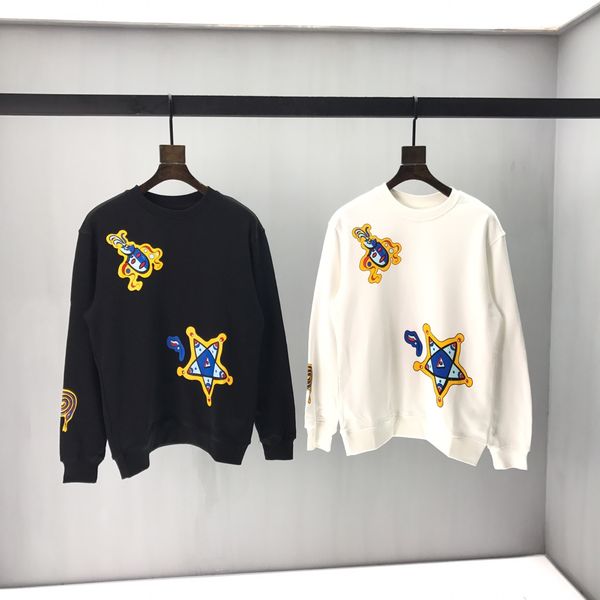 

men's sweatshirt cotton women's sweatshirt loose graffiti pentagram print sweater 2019 autumn and winter new sweater qq3, Black