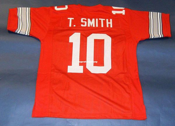 

retro #10 troy smith custom ohio state buckeyes jersey osu heisman red mens stitching college size s-5xl football jerseys ncaa, Black;red