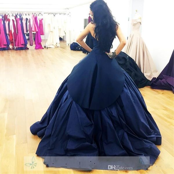 

deep navy blue prom dress ball gown robe de soiree spaghetti straps pleats evening dressess custom made party gown robes de soiree, Black;red