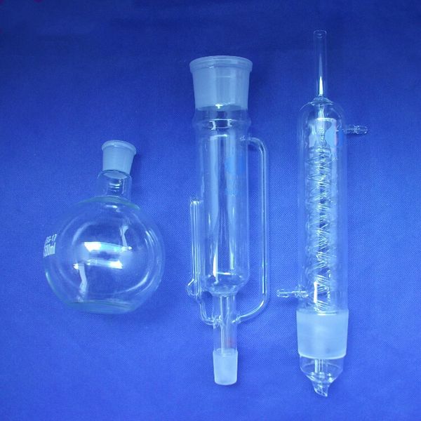 Forniture da laboratorio Estrattore Soxhlet in vetro da 500 ml, Apparato di estrazione soxhlet con condensatore a spirale