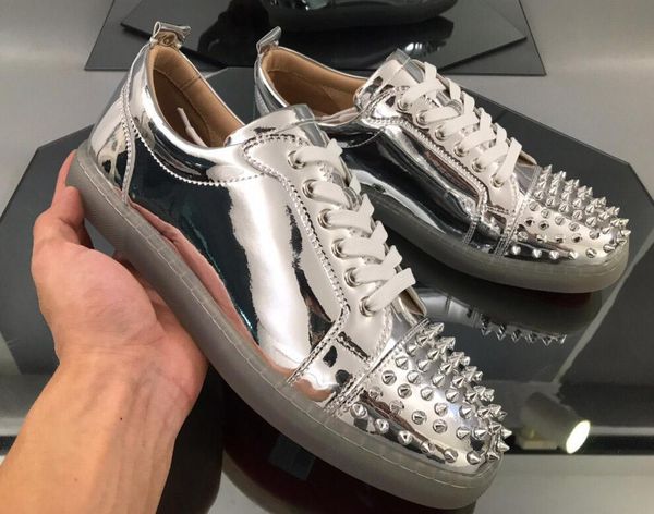 

men women designer sneakers red bottom low cut spikes flats shoes luxury leather graffiti casual shoes platform sneakers, Black