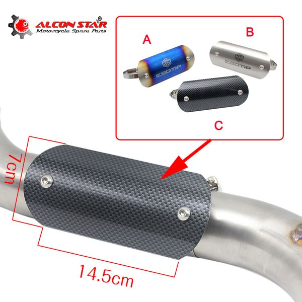 

alconstar- 145 x 70mm motorcycle exhaust middle mid link connecting pipe protector heat shield cover anti-scalding shell