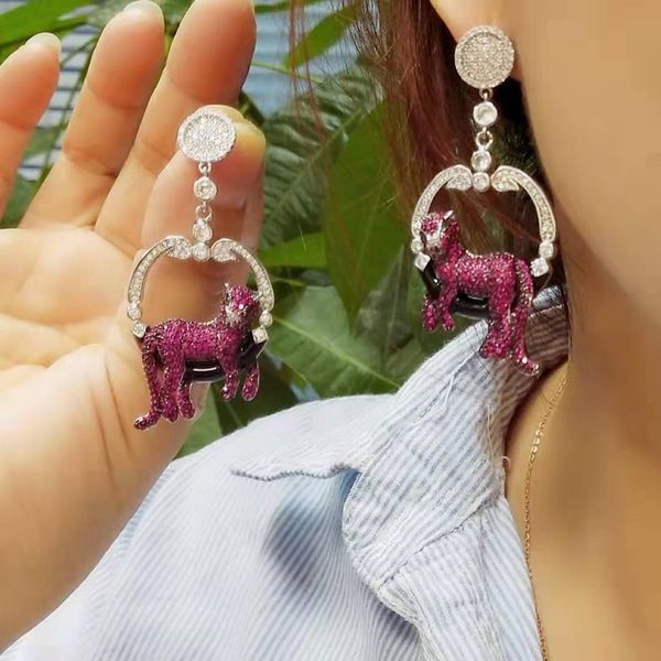 

retro leopard circle gorgeous tassel earrings dinner accessories earrings lady fashion luxury zircon earrings dz 4, Silver