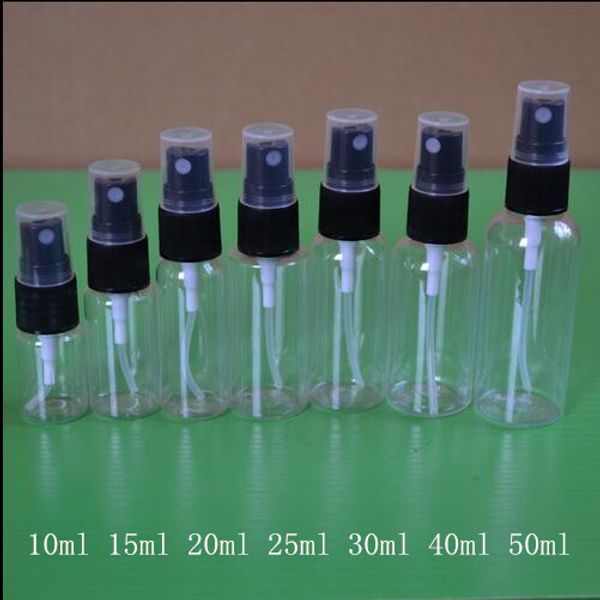 

100 pcs 10 30 50 60 100 ml clear transparent spray bottles black sprayer perfume parfume cosmetic