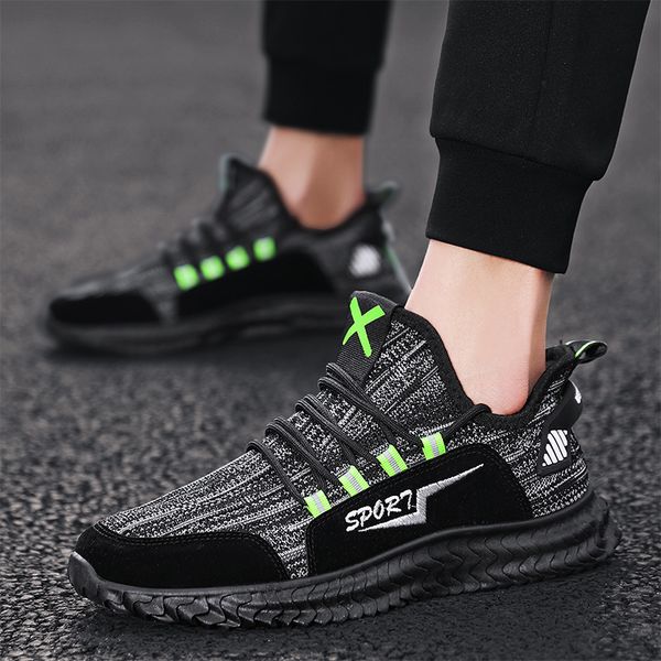 

style high-quality sports shoes men's shoes knitting breathable casual light mesh cloth dad running