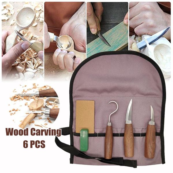 

6pcs wood carving tool kit woodworking sharp-edged engraving cutting sculpture cutter carpenter handle knif hand diy tool set