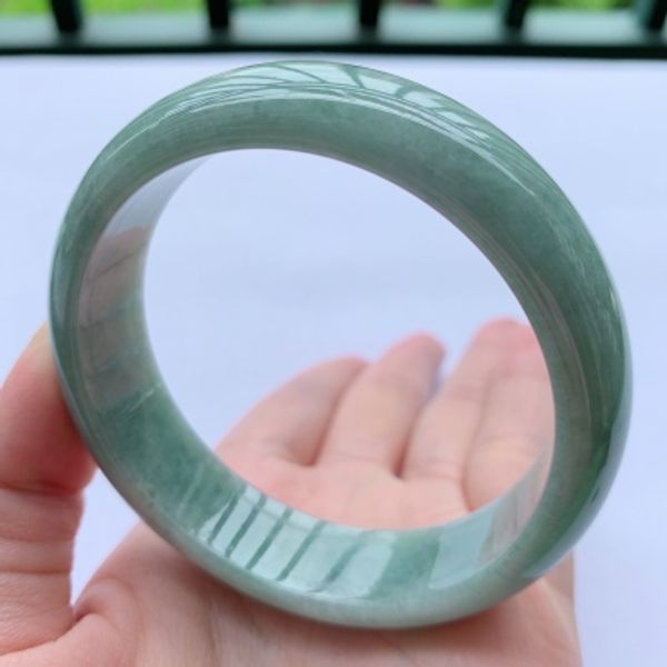 

send certificate natural burmese jadeite 54-64mm bracelet elegant princess jewelry send mom to girlfriend, Golden;silver