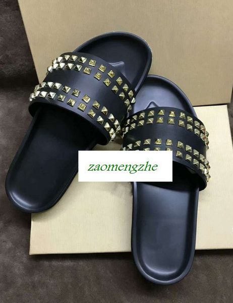 

high-quality donna studded red bottom slippers designer willow nails soft bottom rubber slippers men rivet spikes, Black