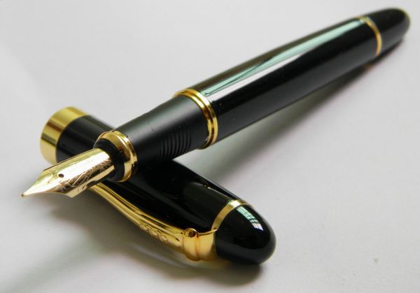 

jinhao 450 black metal golden clip medium nib fountain pen
