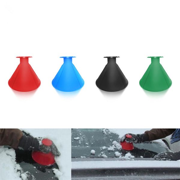 

scrape a round magic cone-shaped windshield ice scraper