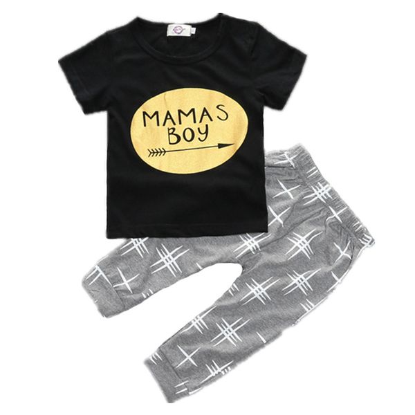 

baby boy одежда +2017 марка лето дети спорт костюмы футболки + брюки костюм моды отпечатано костюмы новорожденных девочек одежда наборы, White