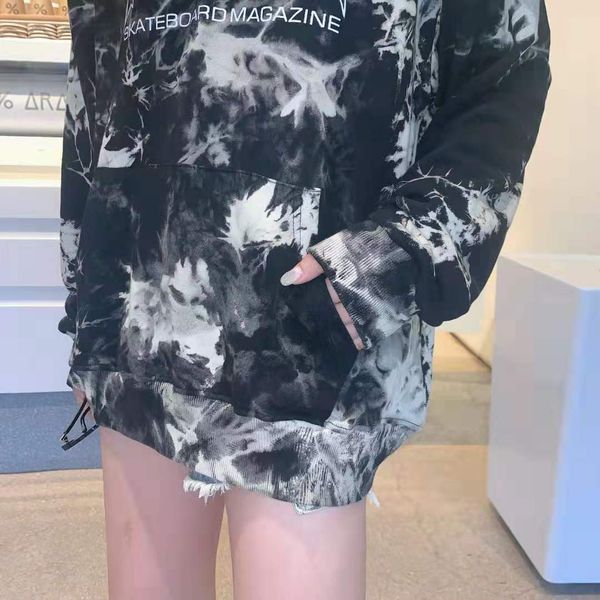 

осень зима новая толстовка для женщин дизайнера hoodie марк моды пуловер наса черного белых смешанных чернила стиль фуфайка hip hop уличного, Black