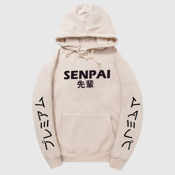 

japanese streetwear senpai hoodie thick sweatshirt multiple colour men women warm harajuku hoodies pullover sudadera hombre, Black