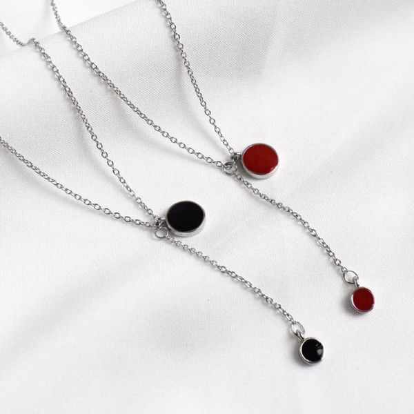 

other 1pc 100% authentic 925 sterling silver red /black enamel lucky bean round tassel pendant necklace gift tlx437