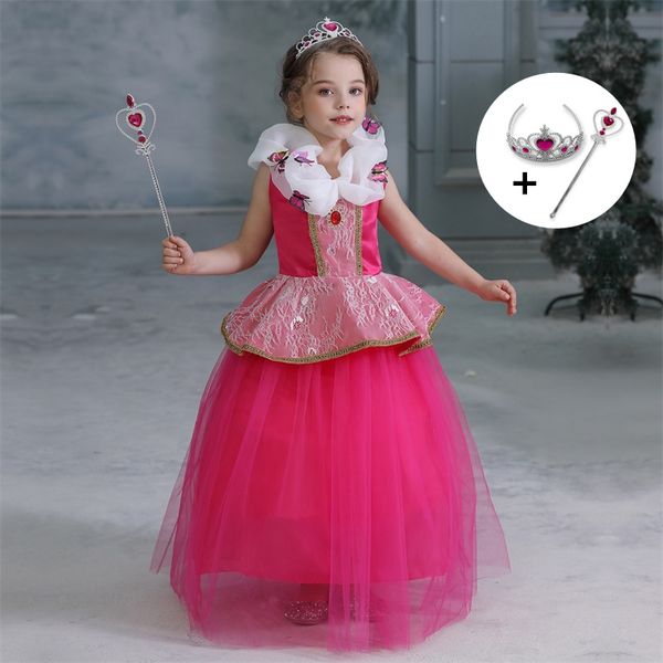 

sleeping beauty girls dress up party dress cosplay costume fairy fancy sleeping beauty princess halloween birthday gift, Red;yellow
