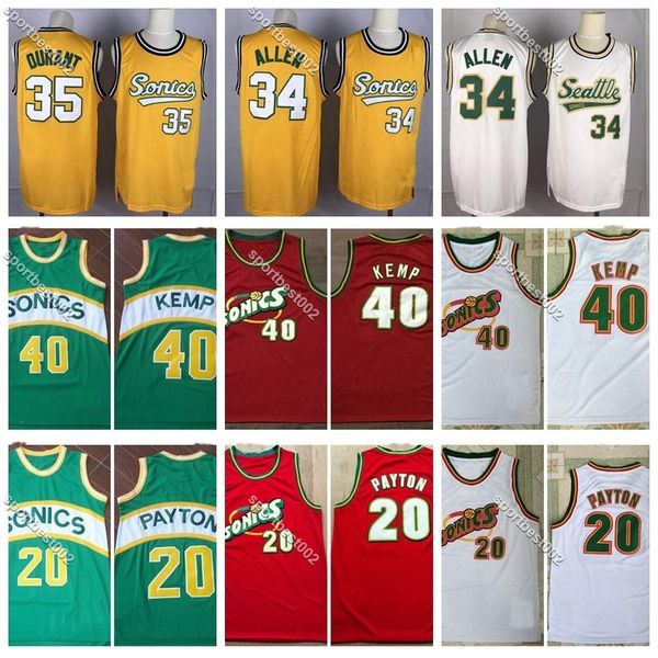 

retro mens the glove gary 20 payton vintage ray 34 allen reign man shawn 40 kemp throwback basketball jerseys, Black;red