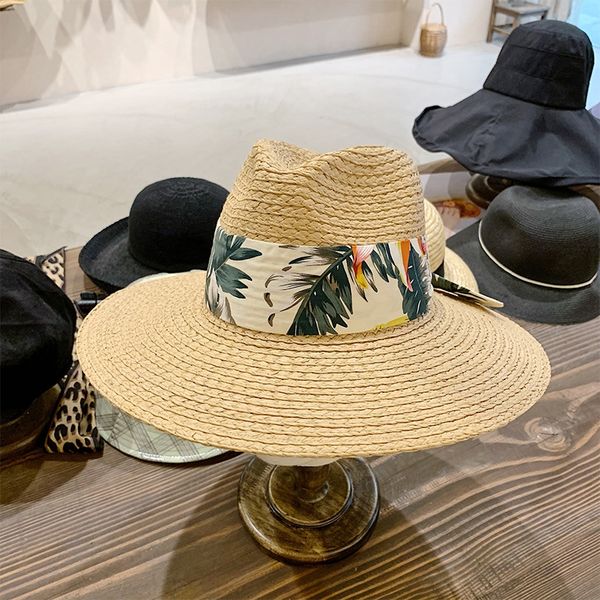

zyaqc sz/personality national style straw straw hat national cap female big eaves hat sunshade flat eaves bamboo woven ins seaside holiday, Blue;gray