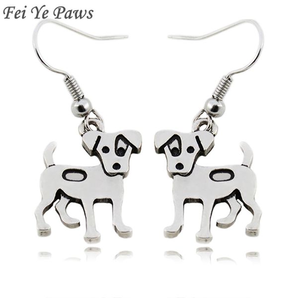 

fei ye paws vintage jack russell terrier dog drop earrings metal big long dangle earrings for women jewelry girls party gift, Silver
