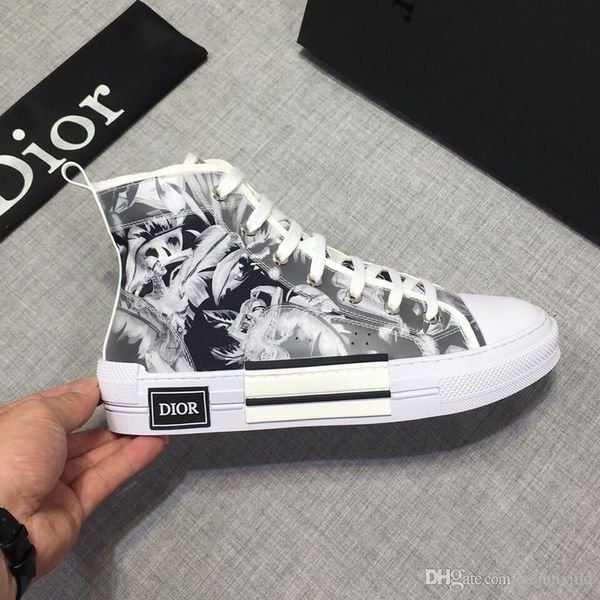 

italy dÃ¬or oblÃ¬que homme x kÃ ws by kÃ¬m jones men women fashion design casual shoes high sneakers skateboard shoes size eur 35-45, Black