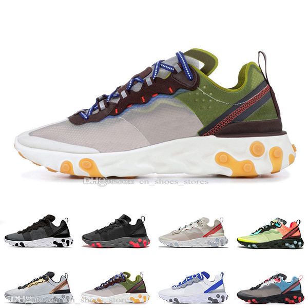 

discount react element 55 87 moss metallic gold men women running shoes blue chill triple black mens trainers sports designer sneakers
