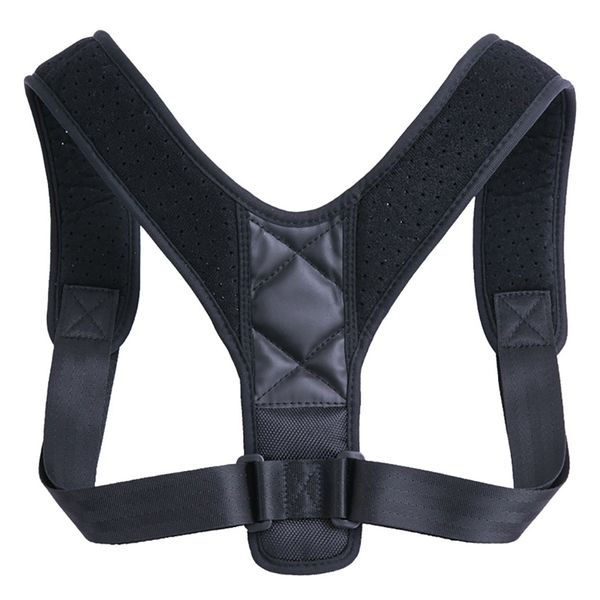 

back support adjustable posture corrector strap brace shoulder spine lumbar orthopedic belts, Black;blue