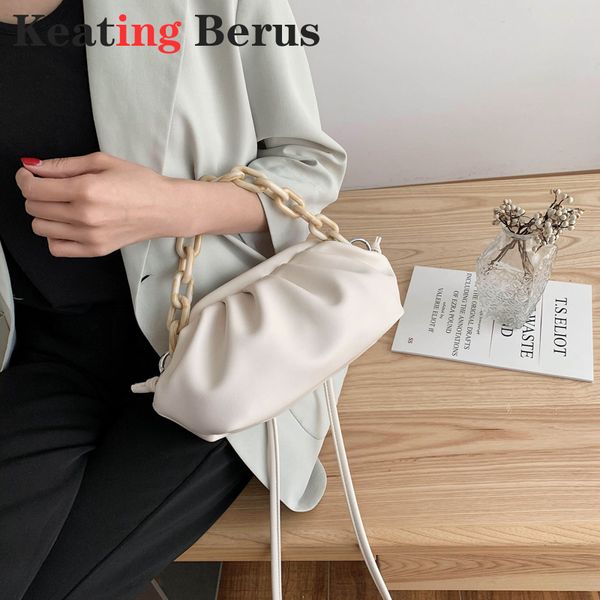 

soft pu leather crossbody bags for women 2020 solid color shoulder messenger bag travel chain cloud hand bag organizer purses