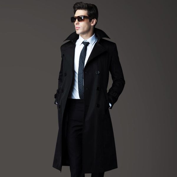

ursmart genuine high-slit trench coat windbreaker long fatal classic windbreaker wu jing won the handsome male long coat, Tan;black