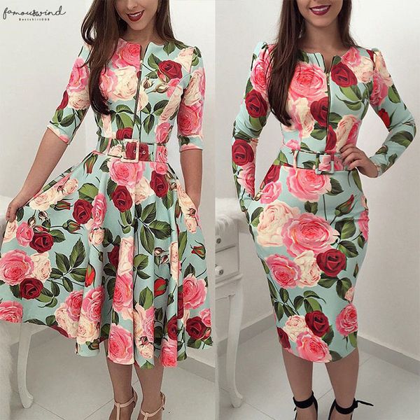

women dress new fashion woman clothes new women long sleeve floral wrap dresses ladies v neck ruffles dress good quality, Black;gray