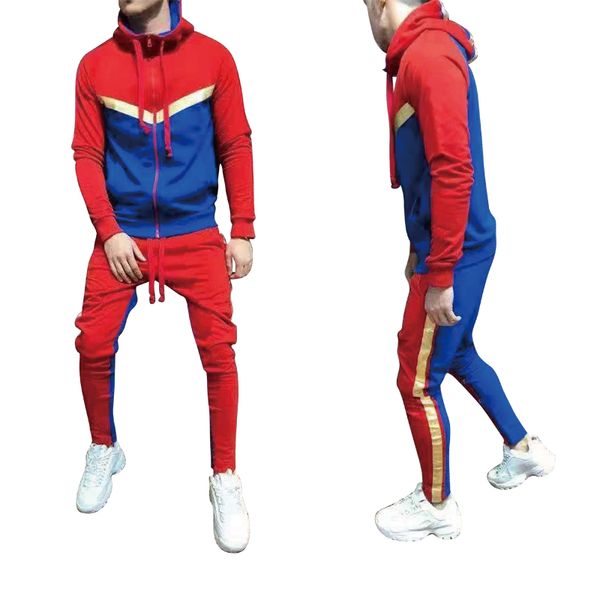 

2020 spring new men's hooded zipper shirt + pants 2pcs / set of sweatshirt sweatpants men's gym fitness + pants jogger suit, Gray