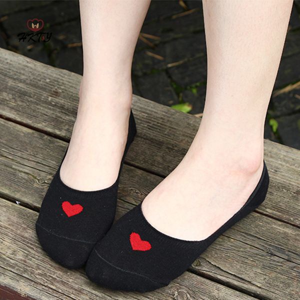 

women socks fashion love pattern korean invisible cotton summer 2019 mesh silicone ring non-slip stretch cotton socks, Black;white