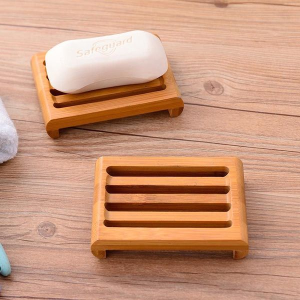 

natural bamboo soap dishes tray holder bathroom soap rack plate box container