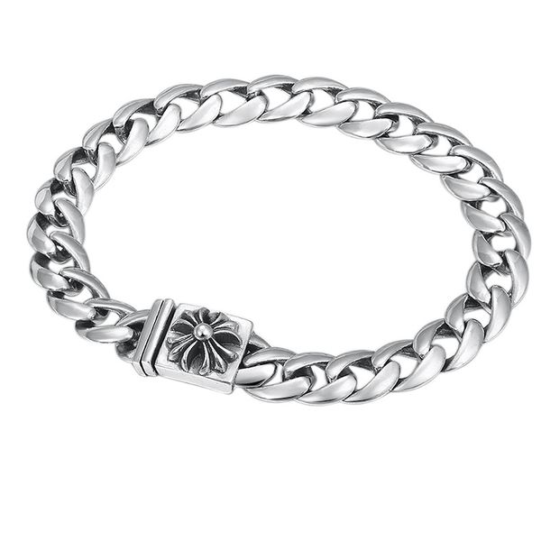 

Gothic new 925 sterling silver handmade vintage jewelry American European antique silver crosses charm link chains designer men's bracelets