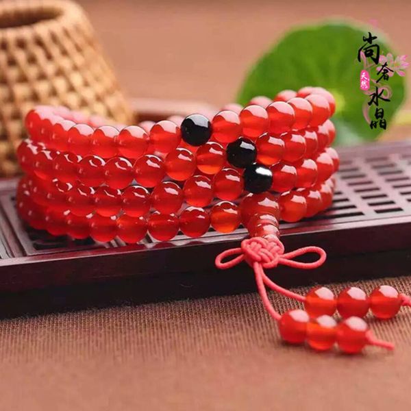 

6 108 natural crystal red agate mm bracelet multi-storey more circle woman style jewelry a beads hand string magnetic hematite bracelet, Black