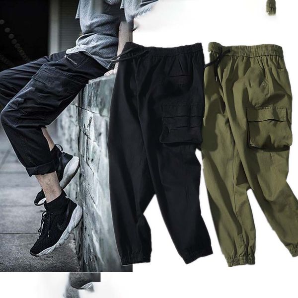 

2020/champion brand mens overalls casual fashion cotton loose wild casual pants air classic platform shoes private guard pants, Black