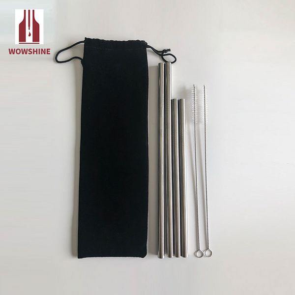 

factory black bag set 4 straws+2 brushs stainless steel straws