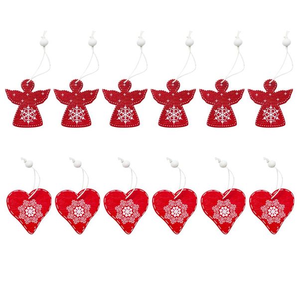 

12pcs party supplies diy gifts christmas tree decoration wooden ornaments xmas hanging star & angel
