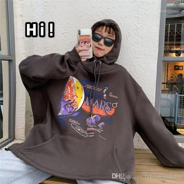 

clothing long sleeve plus velvet casual apparel womens oversize designer hoodies floral print boyfriend style female, Black