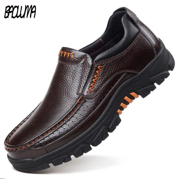 

classic men casual shoes genuine cow leather mens loafers waterproof comfy mens moccasin non slip soft slip on casual oxfords 46, Black