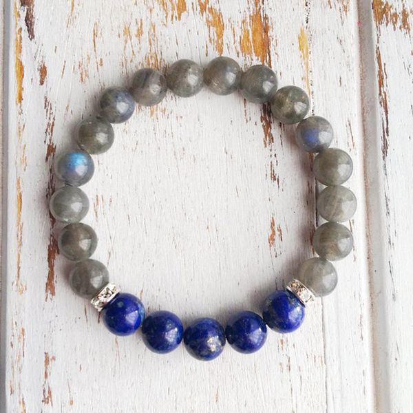 

8mm labradorite bracelet healing jewelry lapis lazuli bracelets 8mm mala beads beaded bracelet armband frau man, Golden;silver