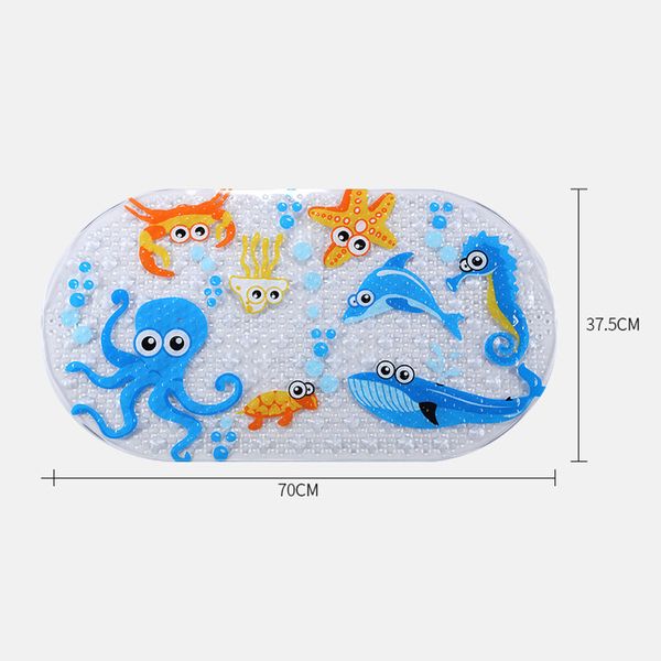 

2018 non-slip sea world bath mat massage shower pad with sucking transparent bath mat bathroom carpet myding