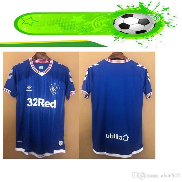 

2019 2020 glasgow rangers soccer jersey morelos windass dorrans candeias tavernier pena rangers 19-20 home football shirt, Black