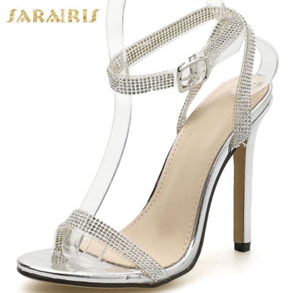 

sarairis new thin high heels party women's shoes summer crystals ankle-strap sandals woman, Black