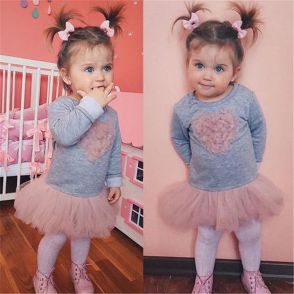 

2019 new year costumes for girls fashion kids baby girl long sleeve heart lace tutu tulle dress baby girls clothes cute vestido, Red;yellow