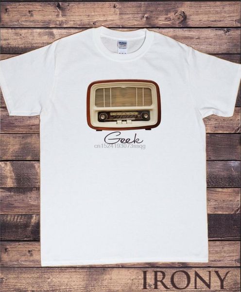 

mens t-shirt white radio design geek slogan fun design ts311, White;black